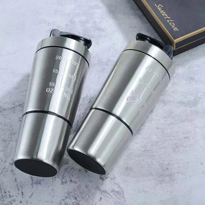 Stainless Steel Protein Shaker Cup Portable Fitness Bottle