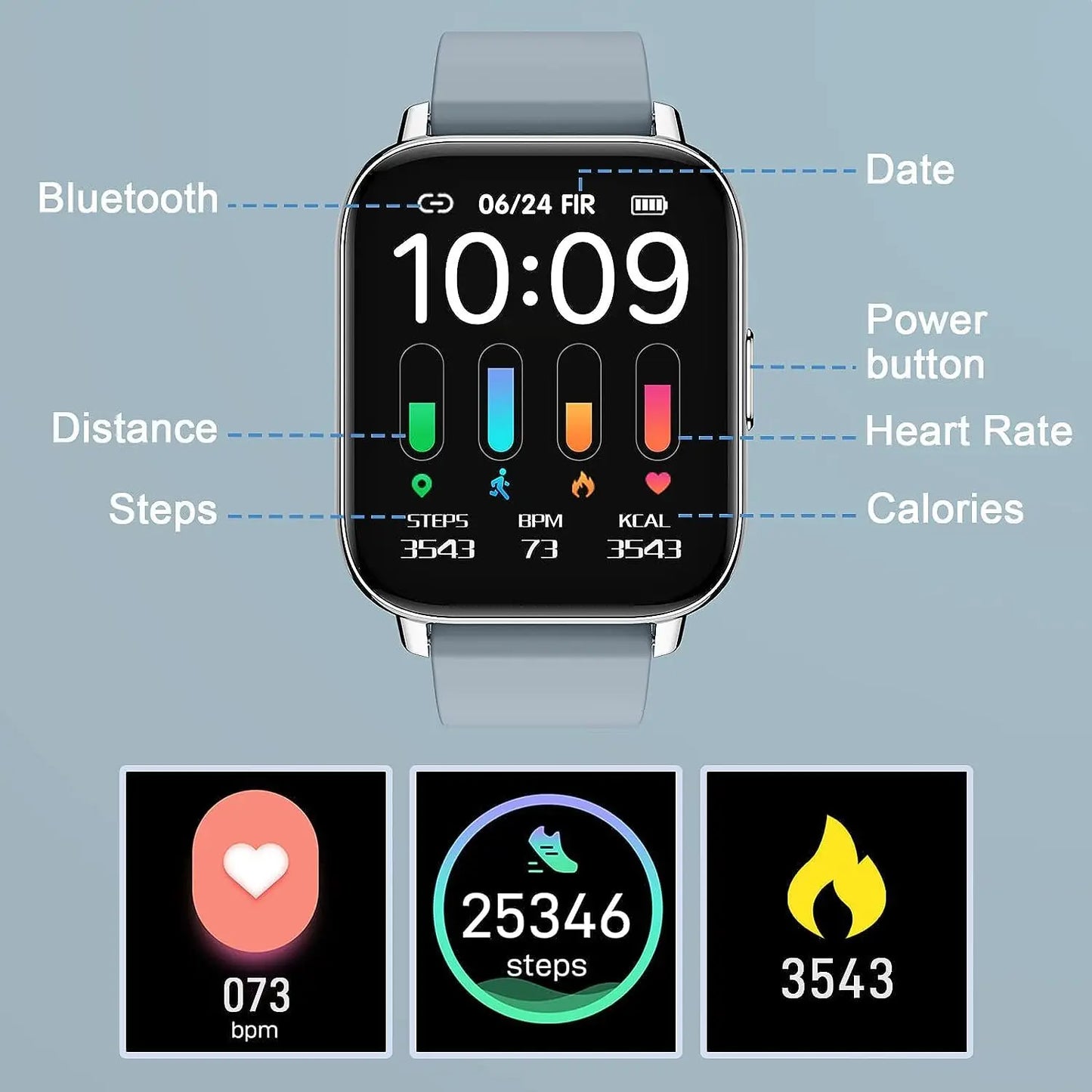 Nerunsa Smart Watch Fitness Tracker With Heart Rate Monitor
