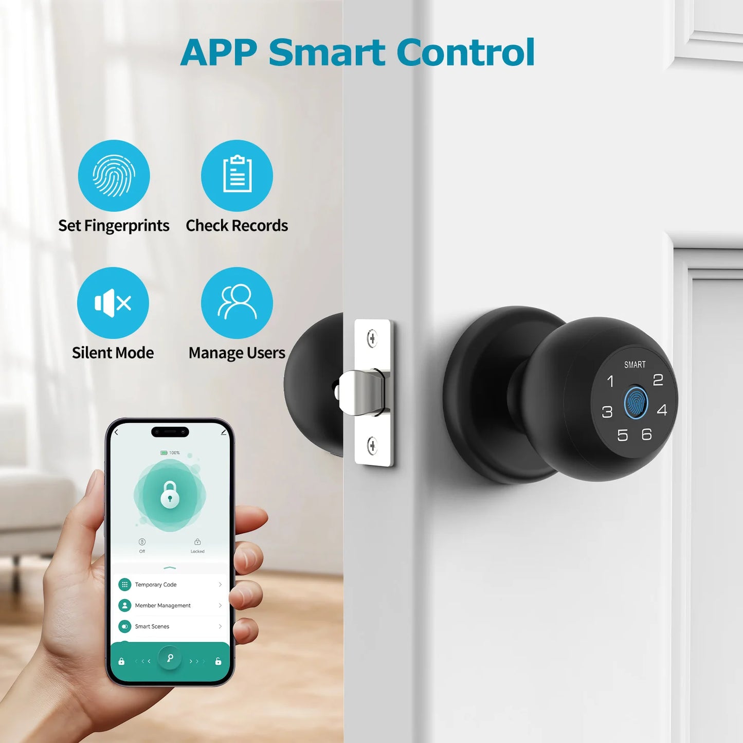 Viladepot Ball Shaped Smart Lock With Biometric Fingerprint App Control