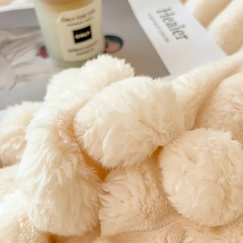 Luxurious Faux Rabbit Fur Blanket Super Soft Throw for Home