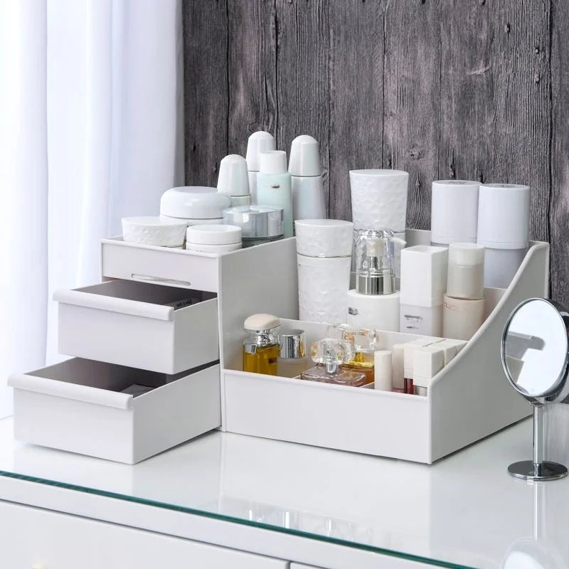 Double Drawer Cosmetic Storage Box Beauty Organizer For Vanity