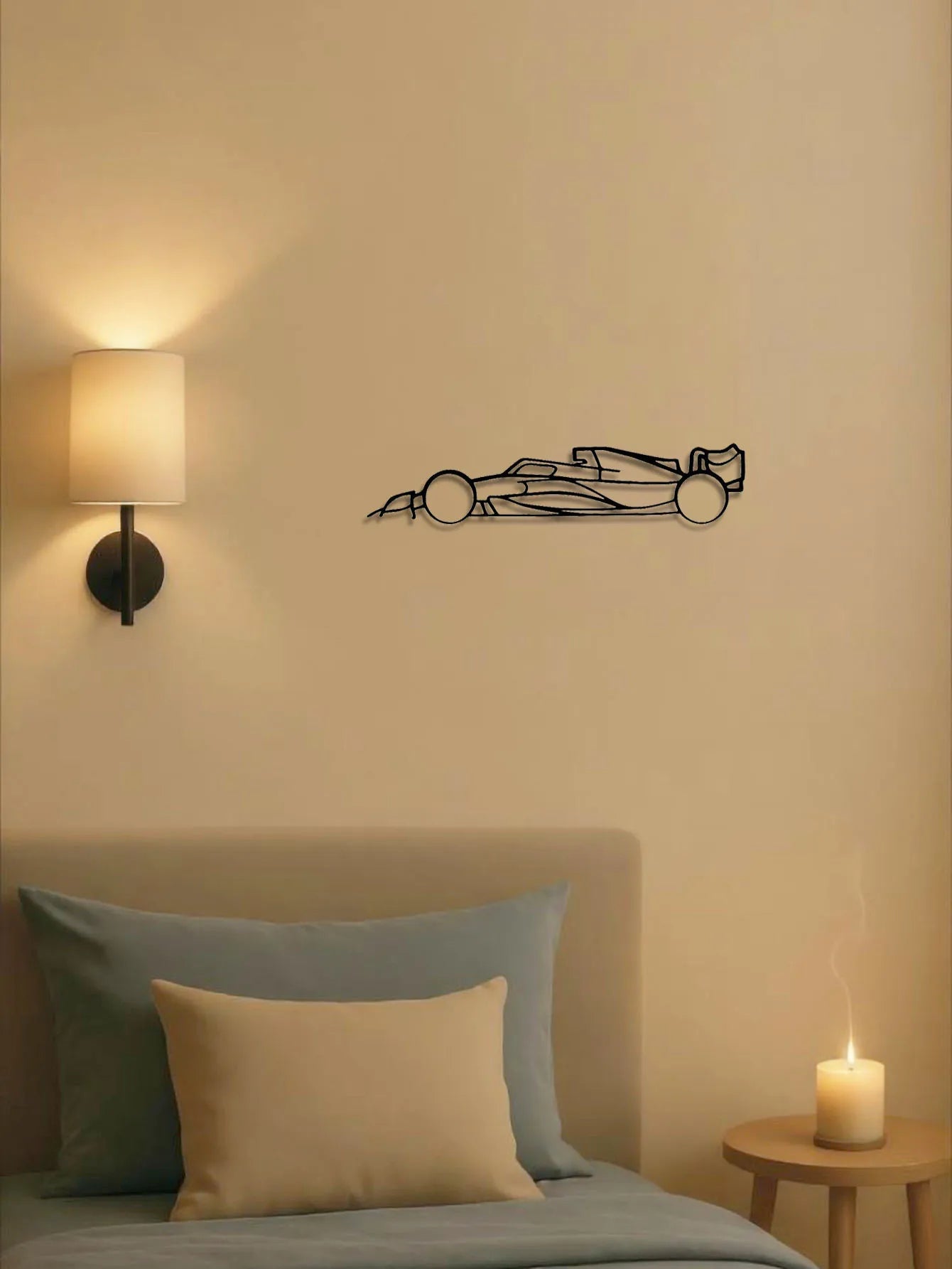 Stylish Metal Line Racing Car Wall Art Suspended Iron Sculpture