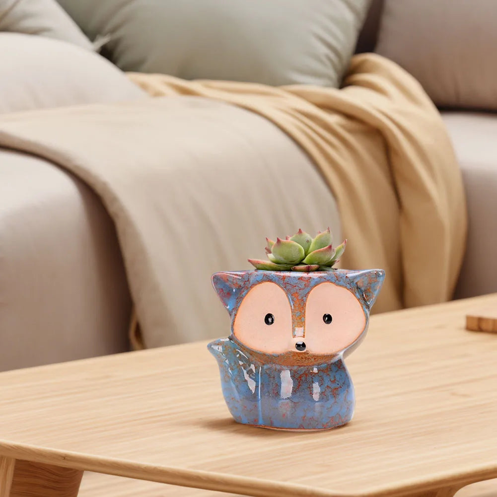 Shunmaii Fox Ceramic Succulent Pot Bonsai Planter Indoor Outdoor