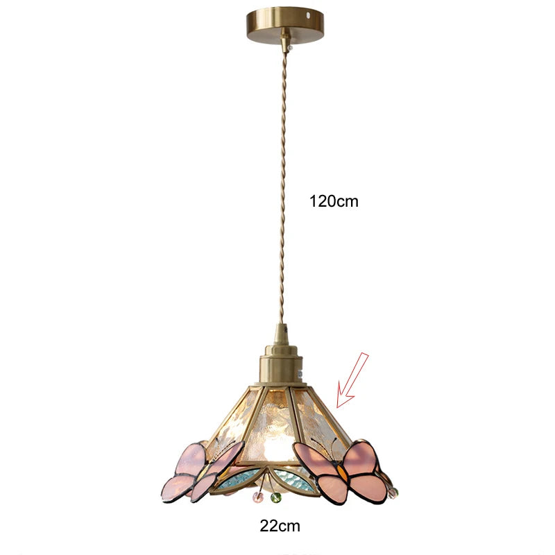 New Retro Copper Tiffany Wall Lamp Simple Reading Light Hanging Villa Bedroom Corridor Living Room Decorative Light Chandeliers