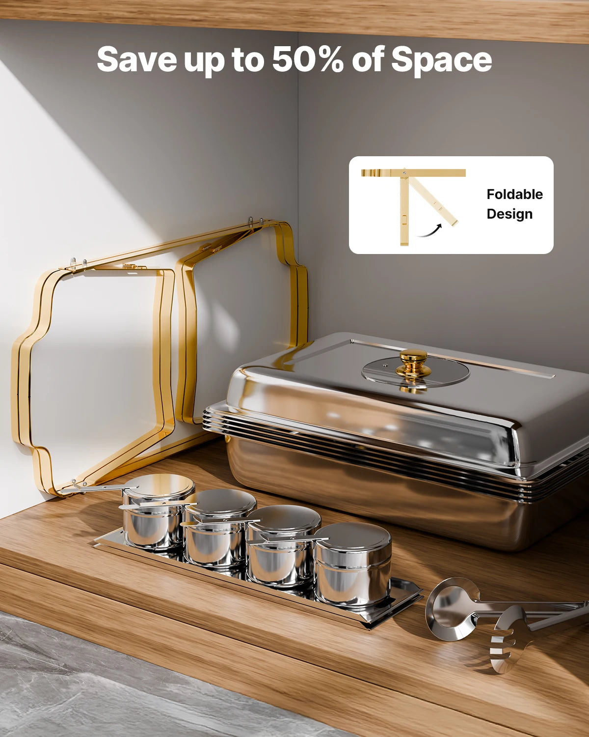 SucceBuy Chafing Dish Buffet Set Stainless Steel Two Four Pack