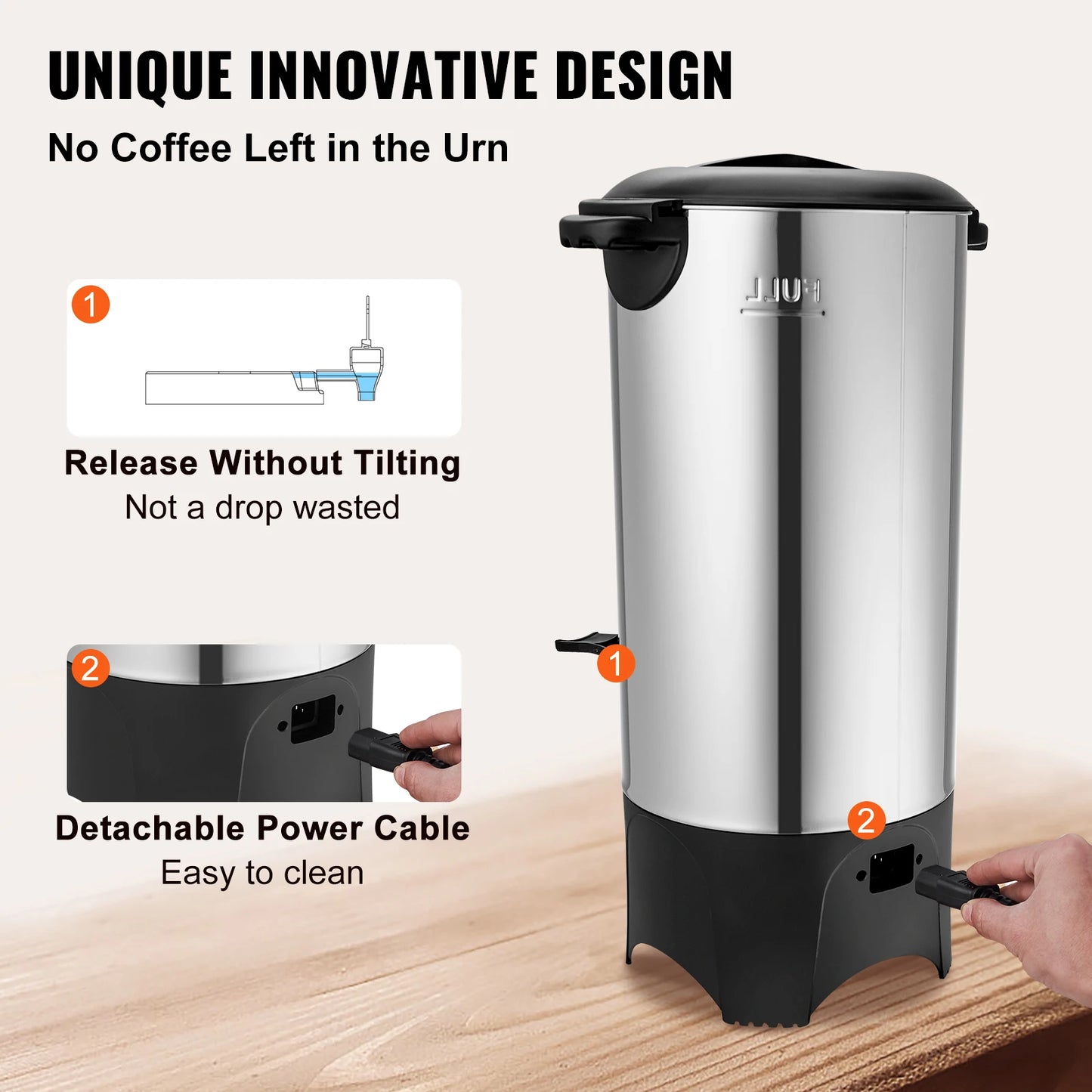 SucceBuy Commercial Coffee Urn Stainless Steel 1000W Electric