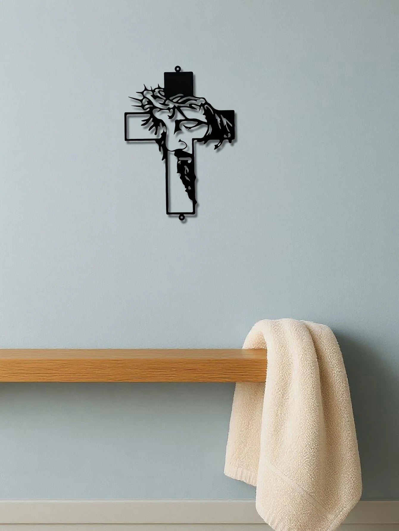 Wrought Iron Cross Wall Art Weatherproof Powder Coated Outdoor