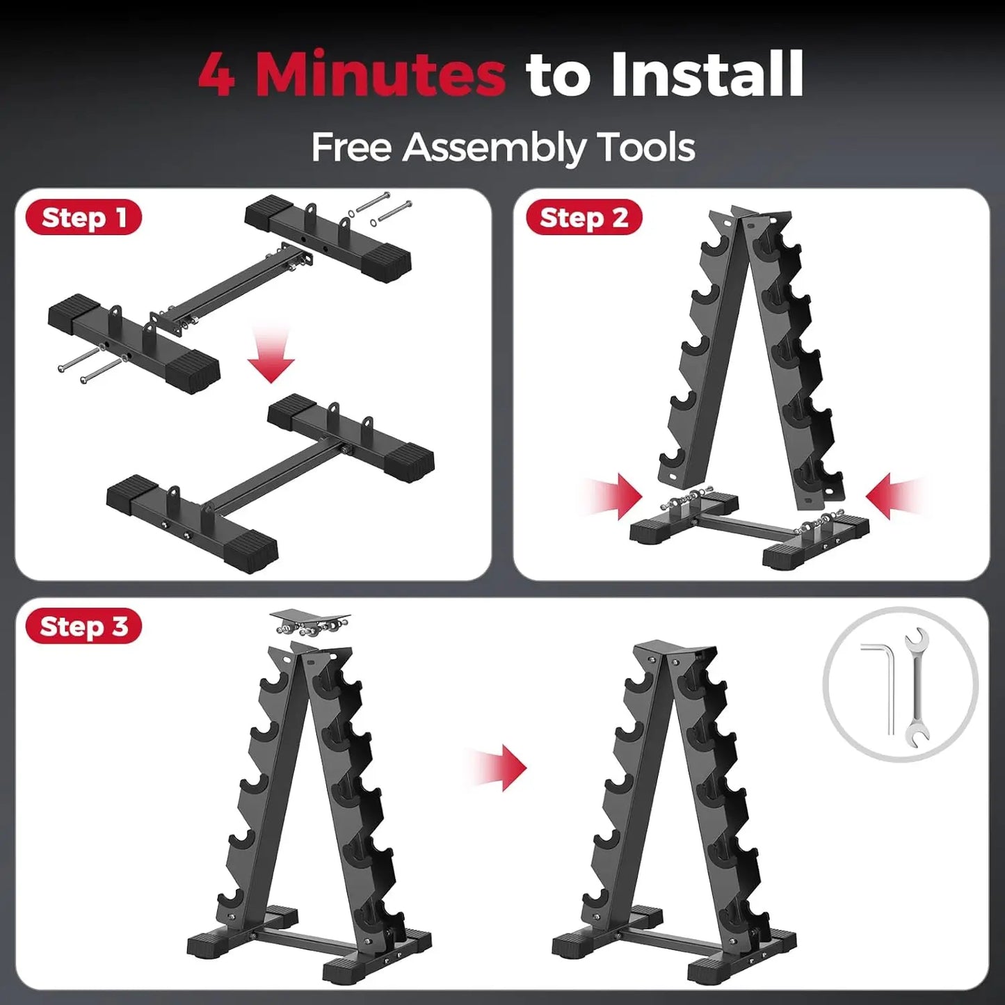 AKYEN Dumbbell Rack Stand 5-Tier Weight Storage For Home Gym