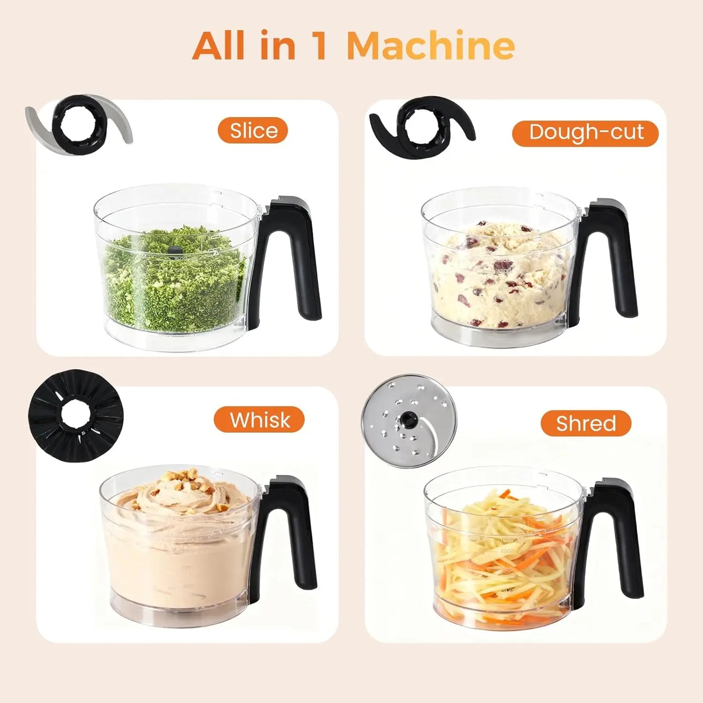 All In One Food Processor And Blender With Eight Attachments