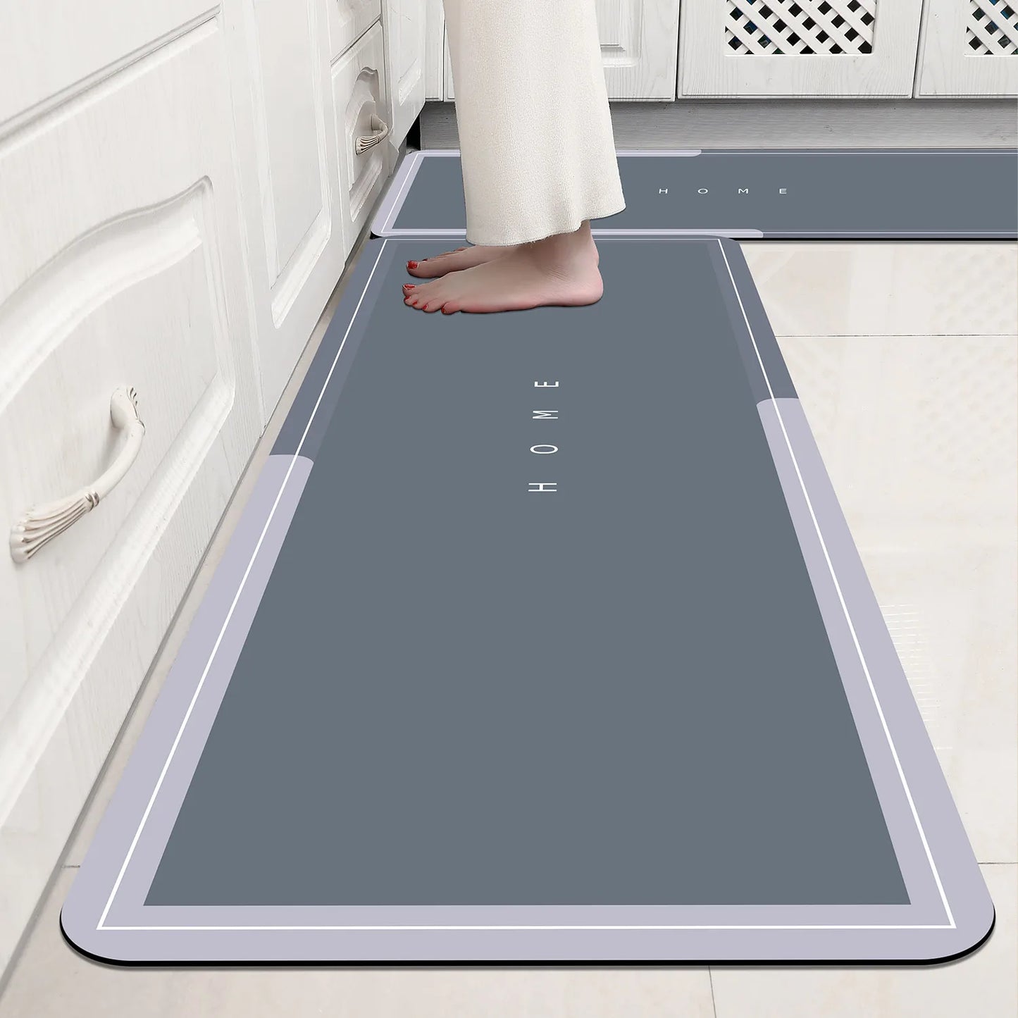 NONECN Rubber Bath Floor Mat Anti Slip Geometric Diatomaceous Earth