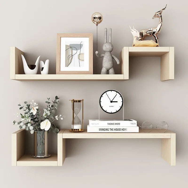 Two Piece Wall Shelf Decor Set Minimalist Easy Install