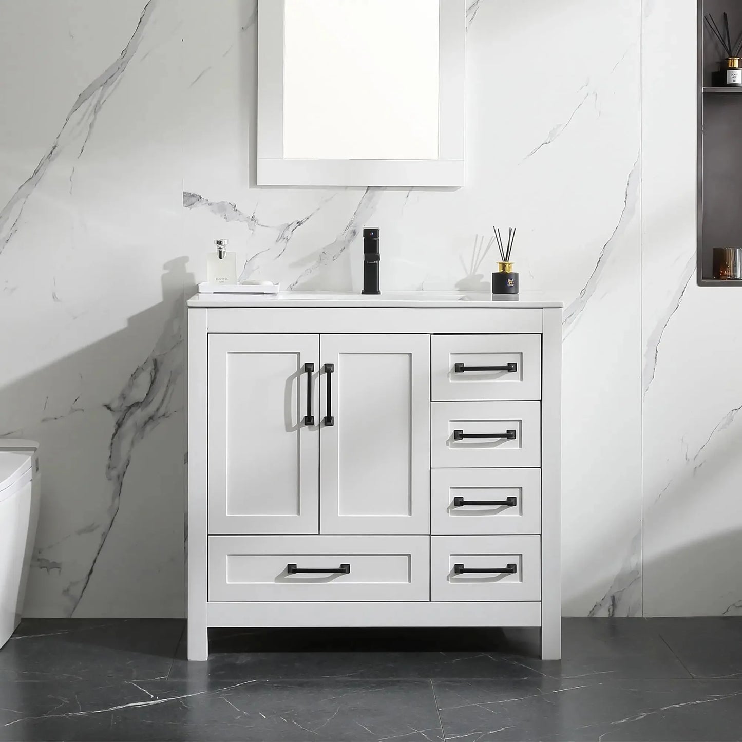 Modern MDF Waterproof Floor Mounted Shaker Bathroom Vanity Cabinet