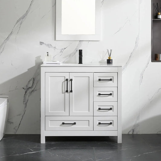 Modern MDF Waterproof Floor Mounted Shaker Bathroom Vanity Cabinet