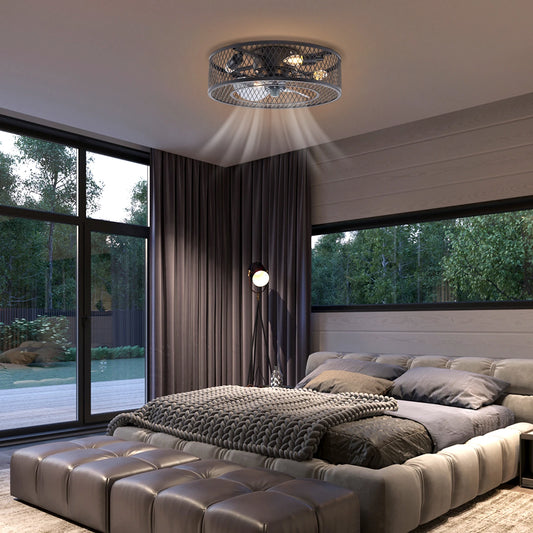 18 Inch Fan Pendant Light Black - Without Light Source E27 * 4 for Living Rooms, Restaurants, Bedrooms Foyers, Farmhouses, Bars