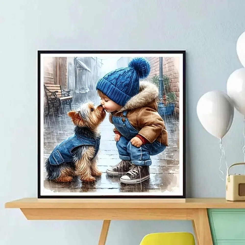 5D Diamond Painting Kits for Adults - Animal Dog, DIY Full Round Drill Gem Art, Home Wall Decor 11.8x11.8inch
