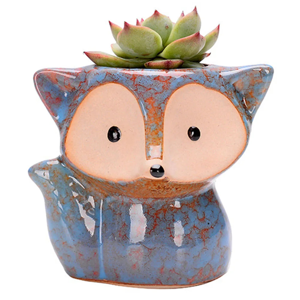 Shunmaii Fox Ceramic Succulent Pot Bonsai Planter Indoor Outdoor