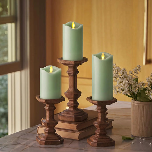 Set Of 3 Flameless LED Candles With Flickering Flame Wax