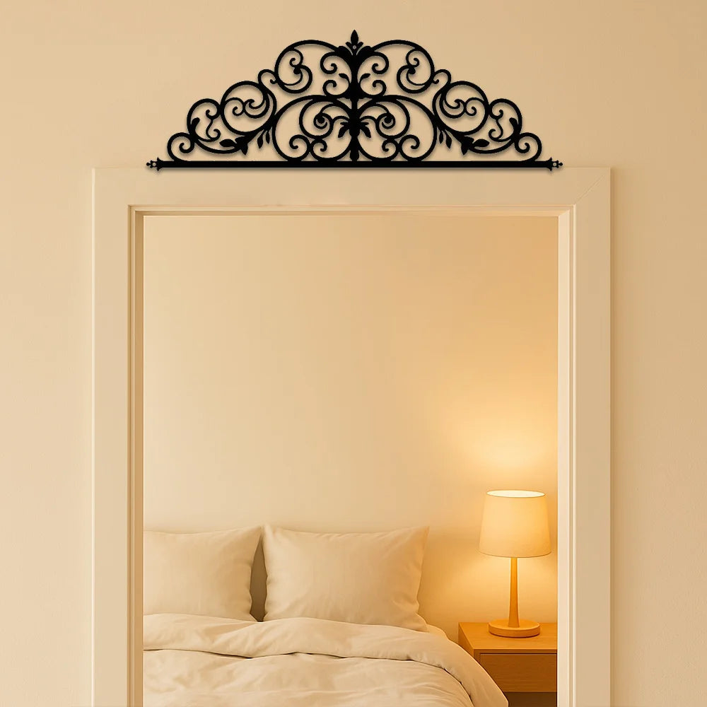 Art Deco Metal Iris Scroll Wall Hanging Indoor Decor
