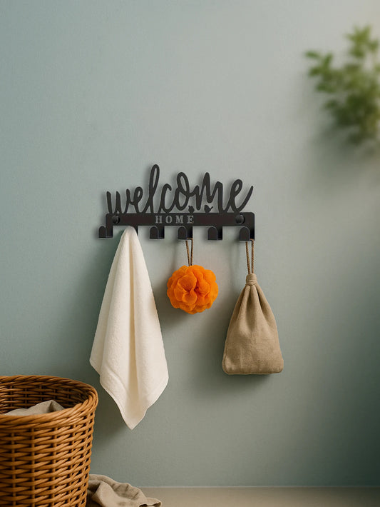 Elegant Welcome Key Holder With 8 Hooks Wall Organizer