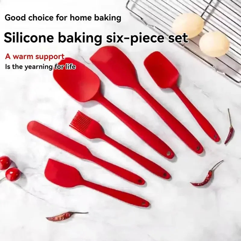 Six-Piece Silicone Kitchen Spatula and BBQ Brush Set