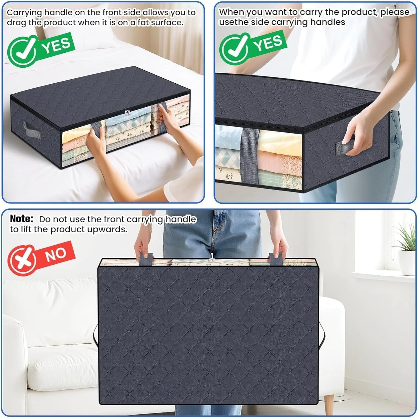 Under Bed Storage Containers Set for Bedding and Shoe Organization