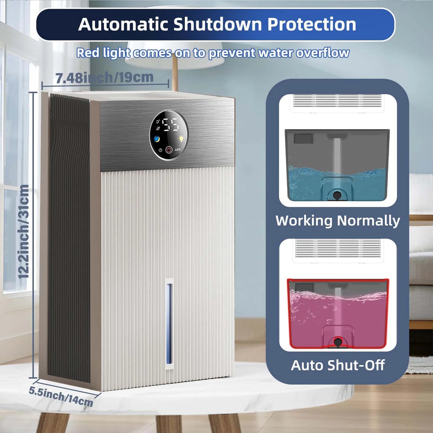 Dehumidifier 1.1 to 2.5 L Tank Auto Off Sleep Mode