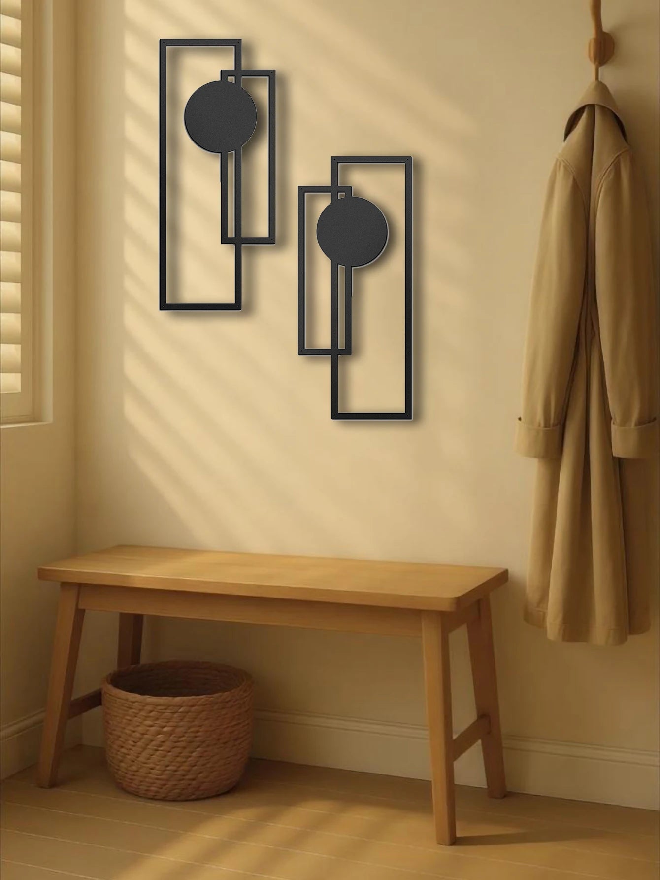 Minimalist Geometric Metal Wall Art Set 2 Pieces Decoration