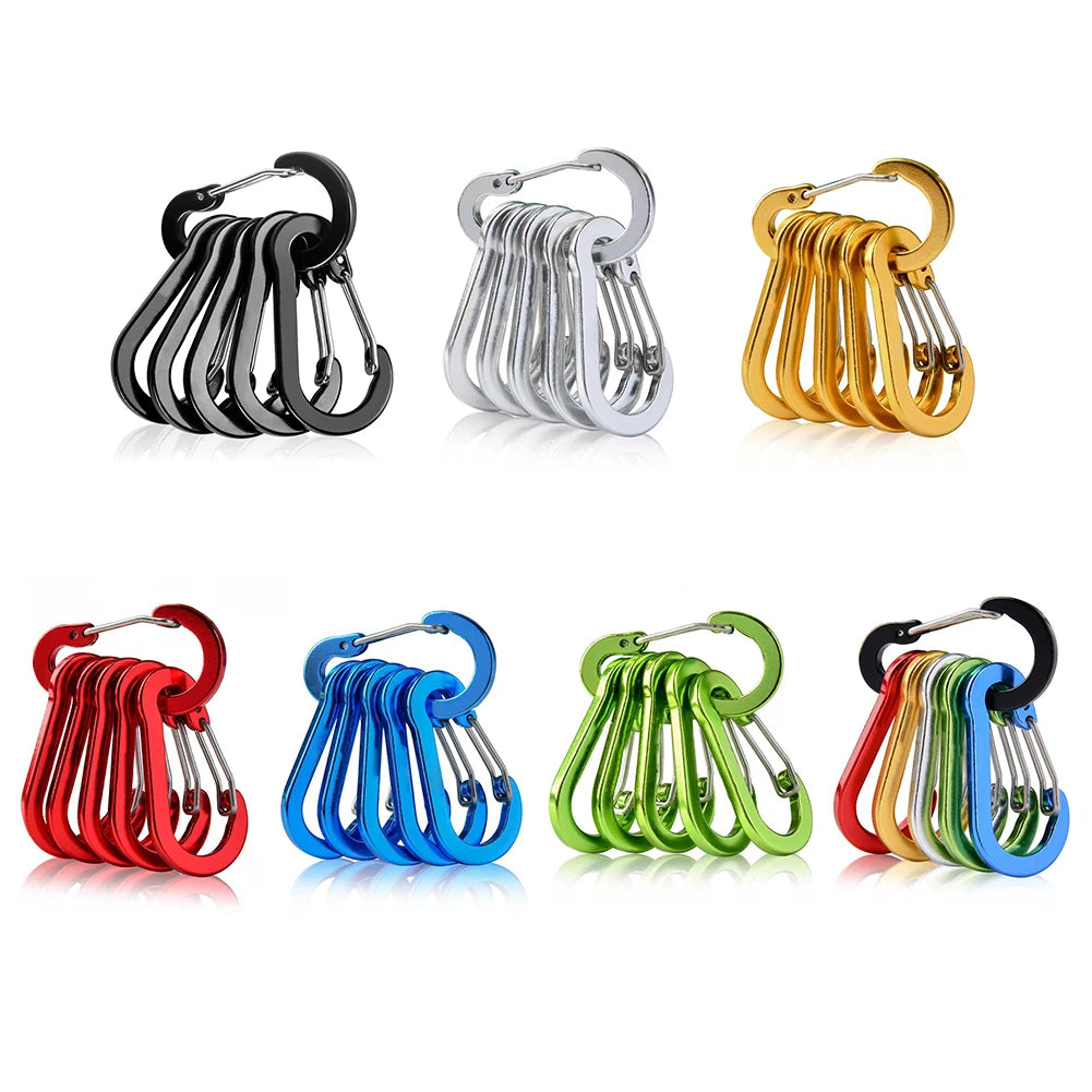 6 Pack Outdoor Carabiner Keychain Clips For Hiking And Backpacking