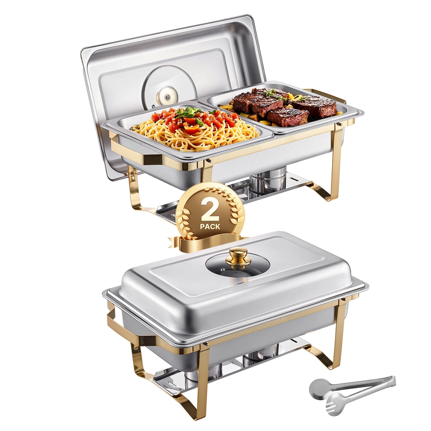 SucceBuy Chafing Dish Buffet Set Stainless Steel Two Four Pack