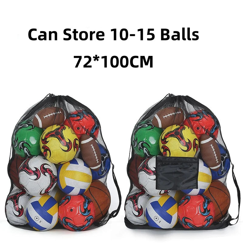 Soccer Ball Mesh Bag Backpack Extra Large Football Storage Bag With Drawstring Zipper Pocket For Holding Basketball Sports Bag