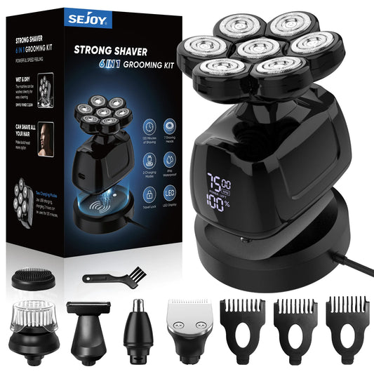 Sejoy 7D 6-In-1 Electric Razor Head Shaver With Nose Trimmer