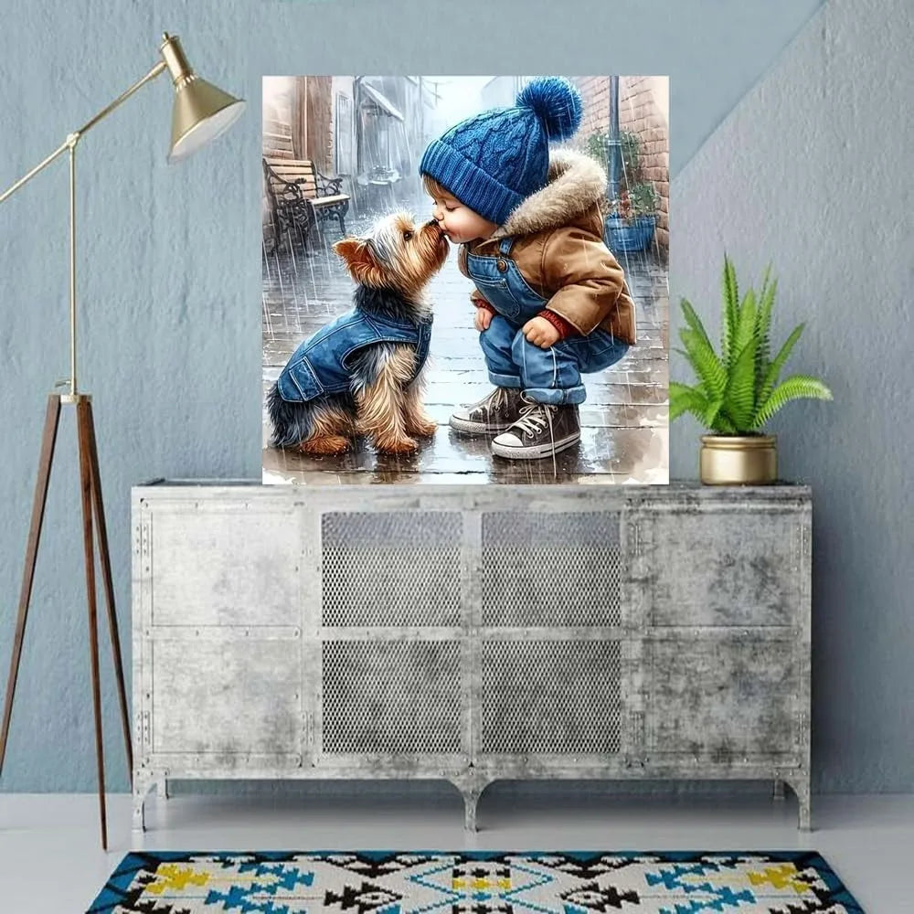 5D Diamond Painting Kits for Adults - Animal Dog, DIY Full Round Drill Gem Art, Home Wall Decor 11.8x11.8inch