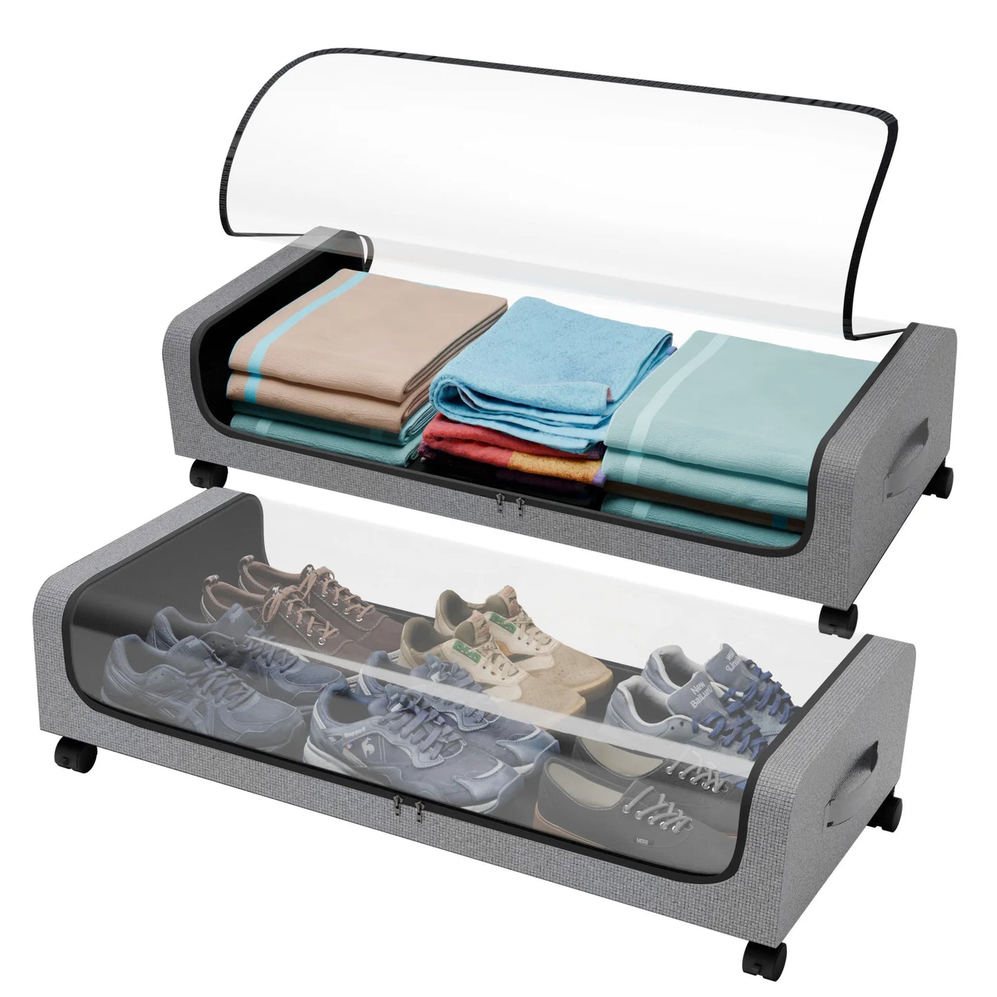 NONECN 2Pack Bed Storage Box With Wheels Large Capacity Clothes Shoes