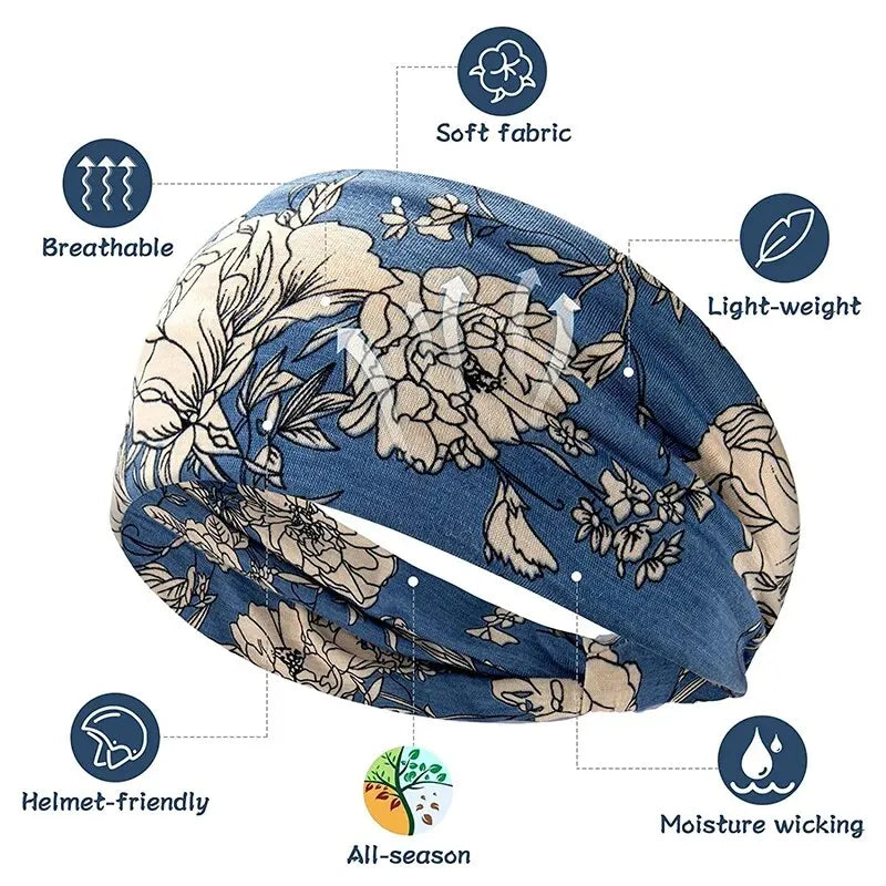 Bohemian Yoga Hairpie Sweat Absorbing Elastic Cotton Headband For Women