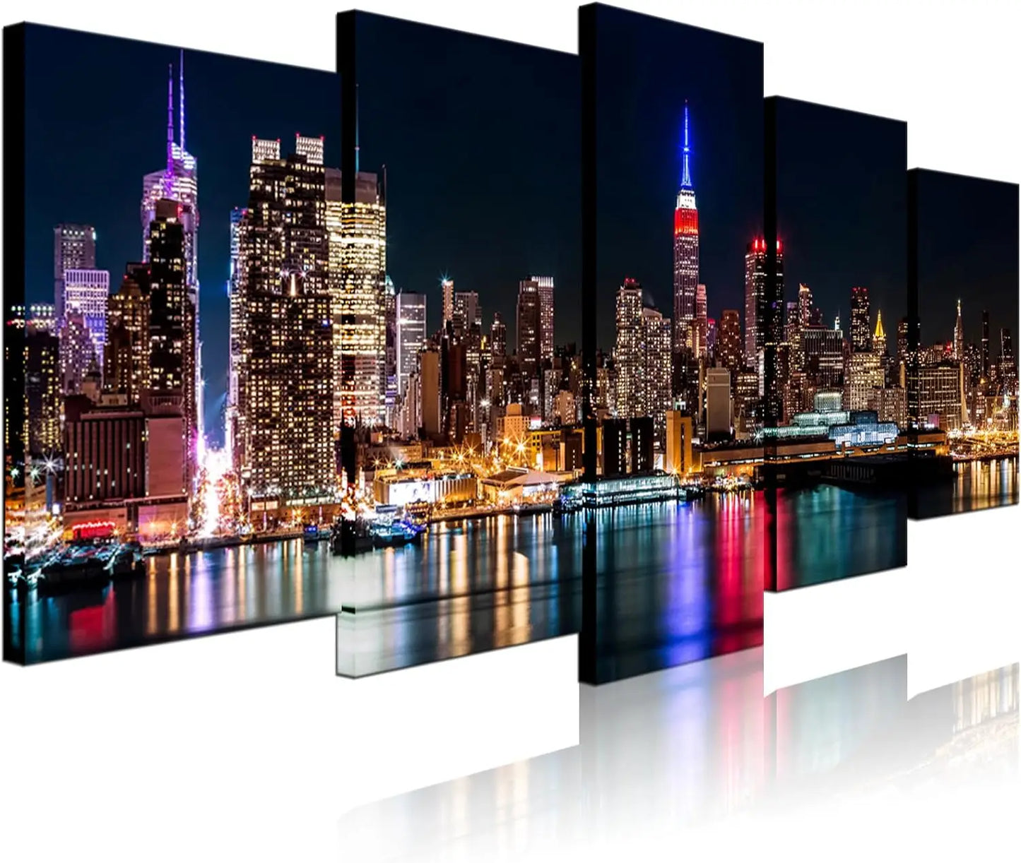 Biuteawal New York City Manhattan Skyline Night Canvas Wall Art