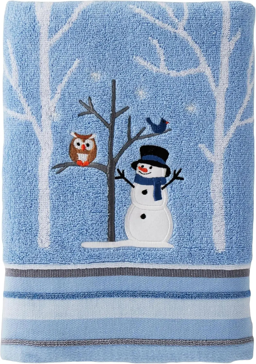Premium Cotton Christmas Snowman Bath Towel 450 GSM Absorbent Jacquard