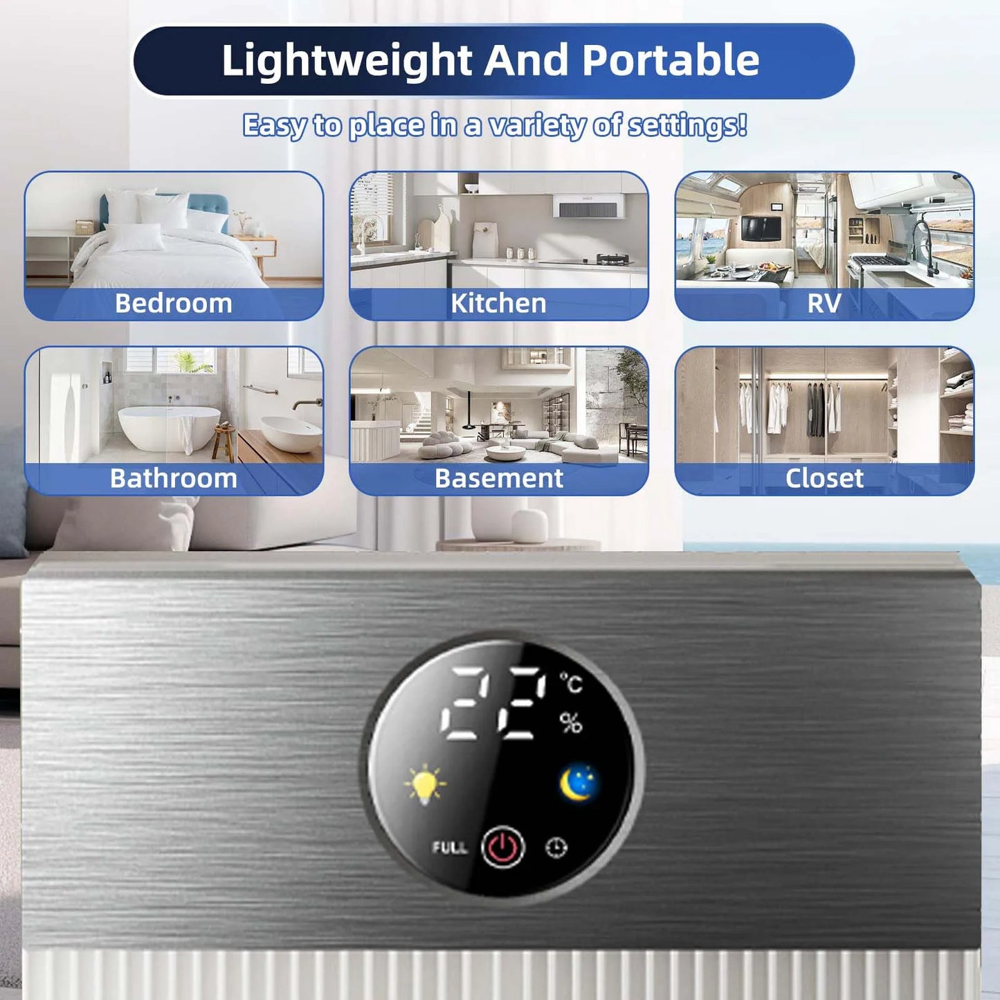 Dehumidifier 1.1 to 2.5 L Tank Auto Off Sleep Mode
