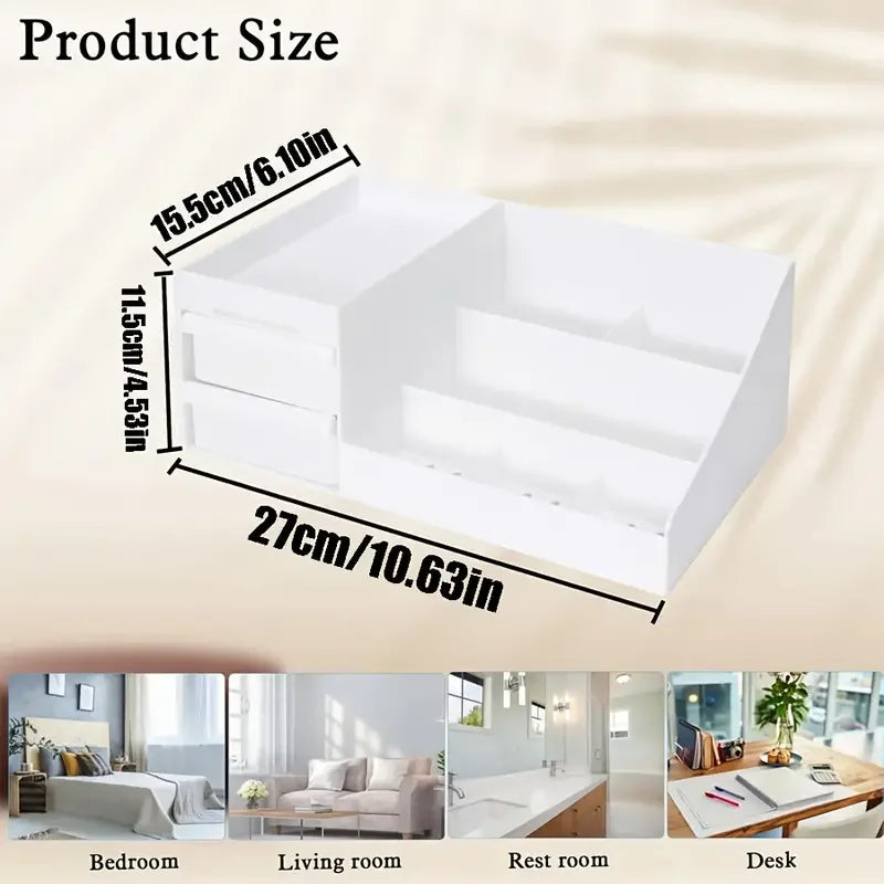 Double Drawer Cosmetic Storage Box Beauty Organizer For Vanity