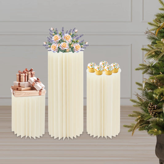 3-Piece Foldable Cardboard Centerpiece Display Columns for Wedding Party