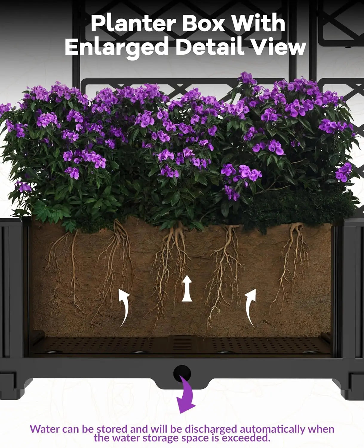Set Of 3 Outdoor Raised Planter Boxes With Metal Trellis