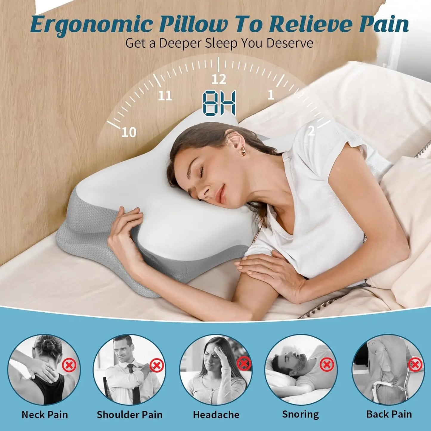 XMSJ Cooling Neck Pillow For Pain Relief Ergonomic Memory Foam