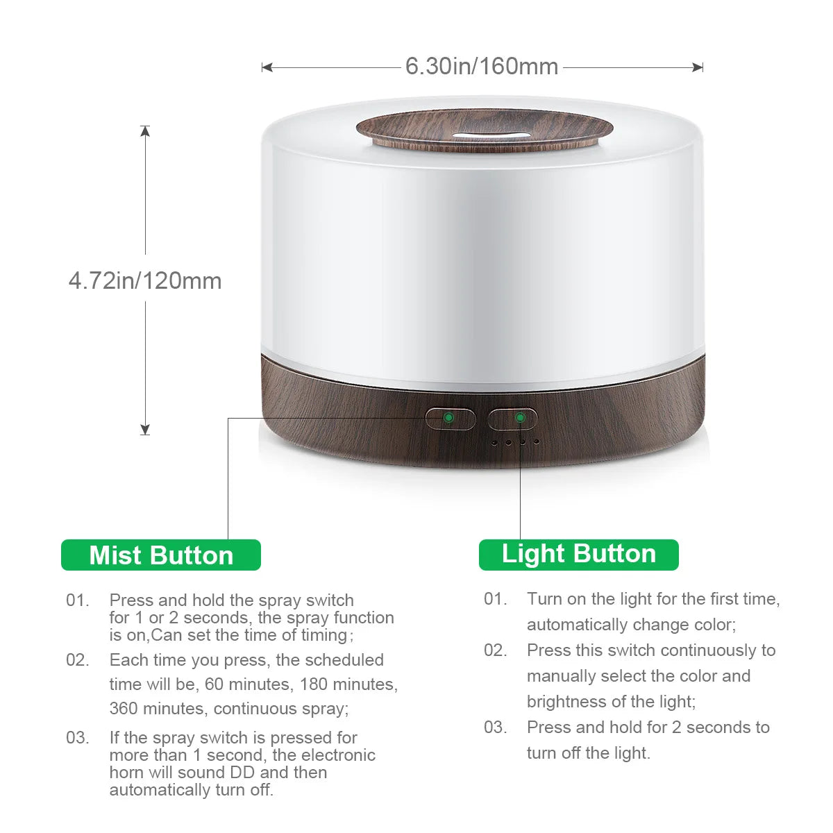 Ultrasonic Essential Oil Diffuser With LED Night Light