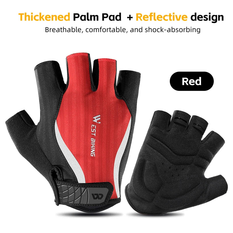 West Biking Summer Half Finger Bike Gloves Shockproof Palm Pad