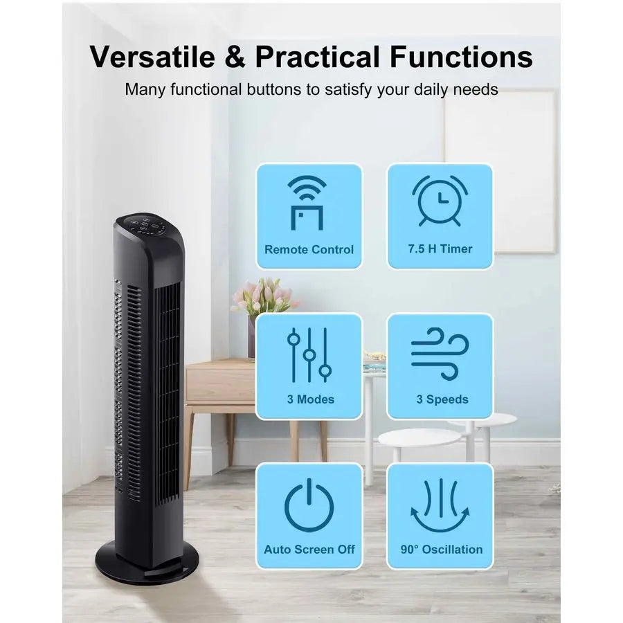 Oscillating Tower Fan With Remote Control For Home Office Use