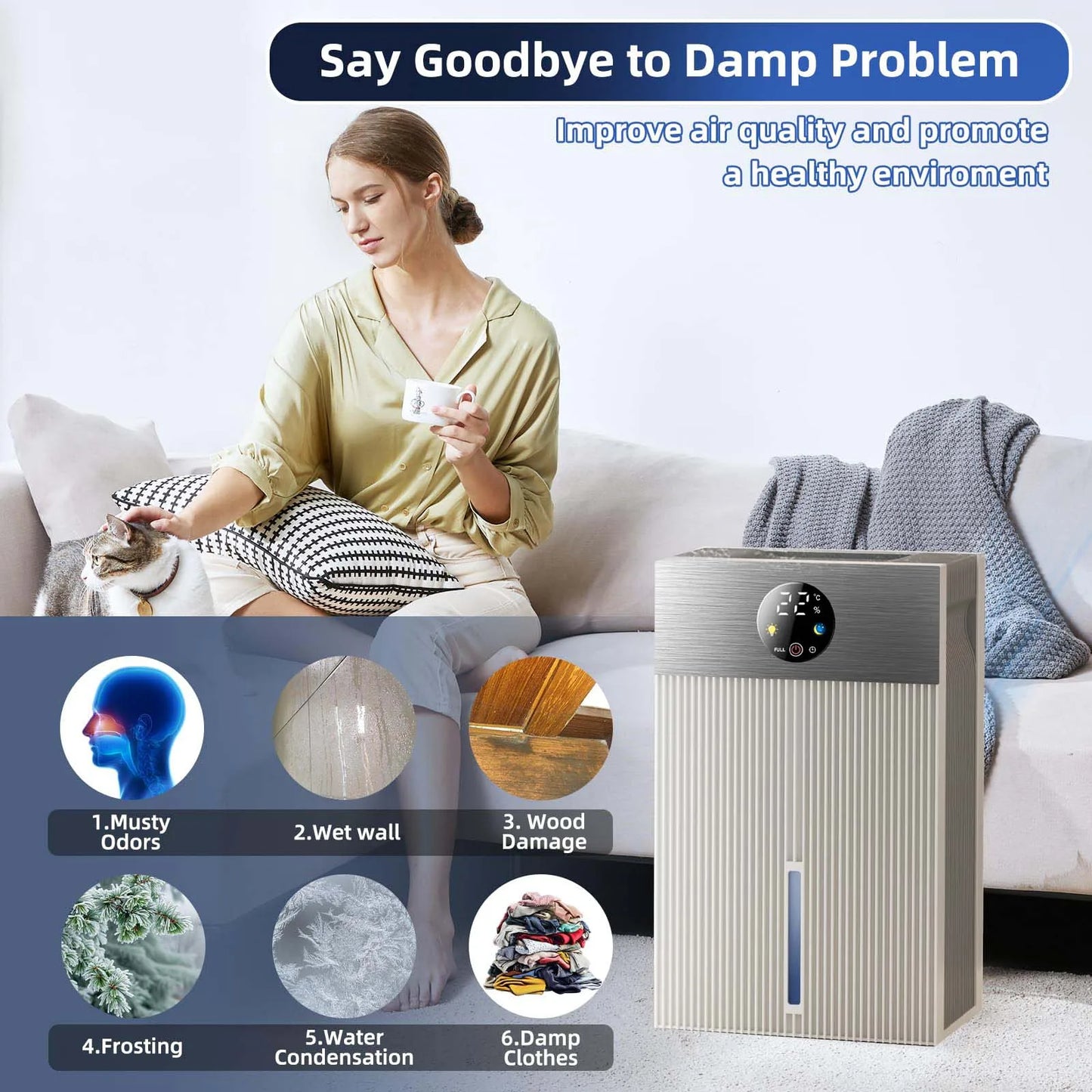Dehumidifier 1.1 to 2.5 L Tank Auto Off Sleep Mode