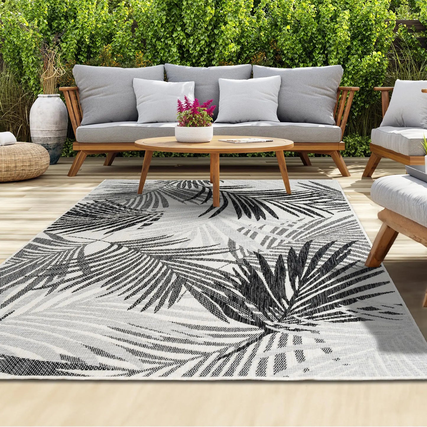 VIKAMA Summer Outdoor Non-Slip Area Rug | Machine Washable Floor Mat for Camping Picnic Terrace Deck Home Decor