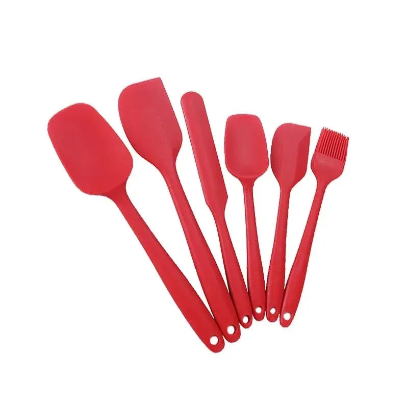 Six-Piece Silicone Kitchen Spatula and BBQ Brush Set