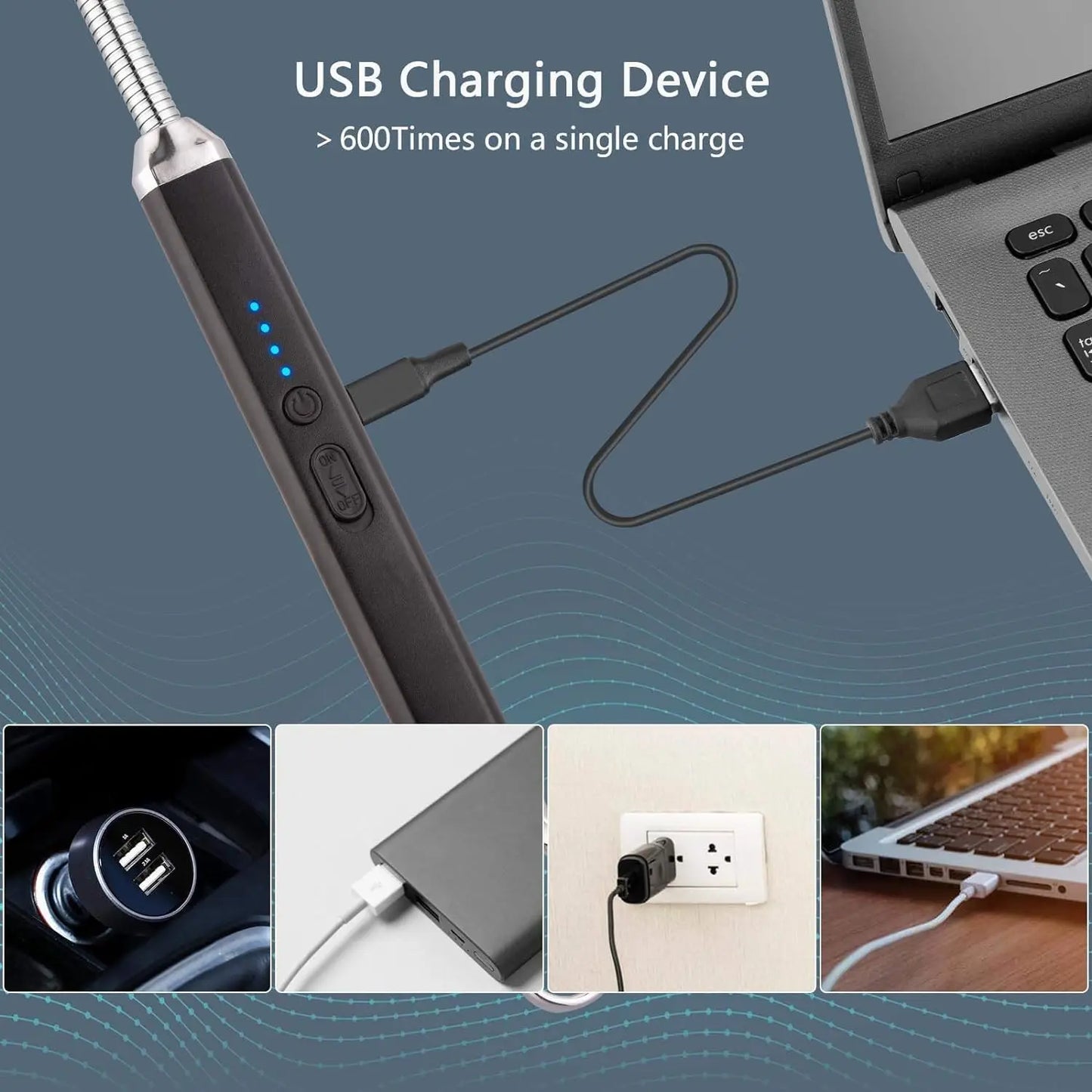 2-Pack USB Rechargeable Windproof Candle Lighters Perfect Gift