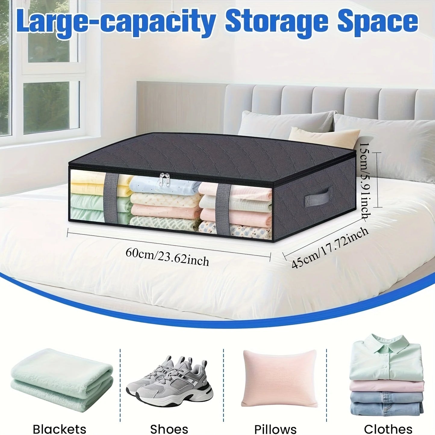 Under Bed Storage Containers Set for Bedding and Shoe Organization