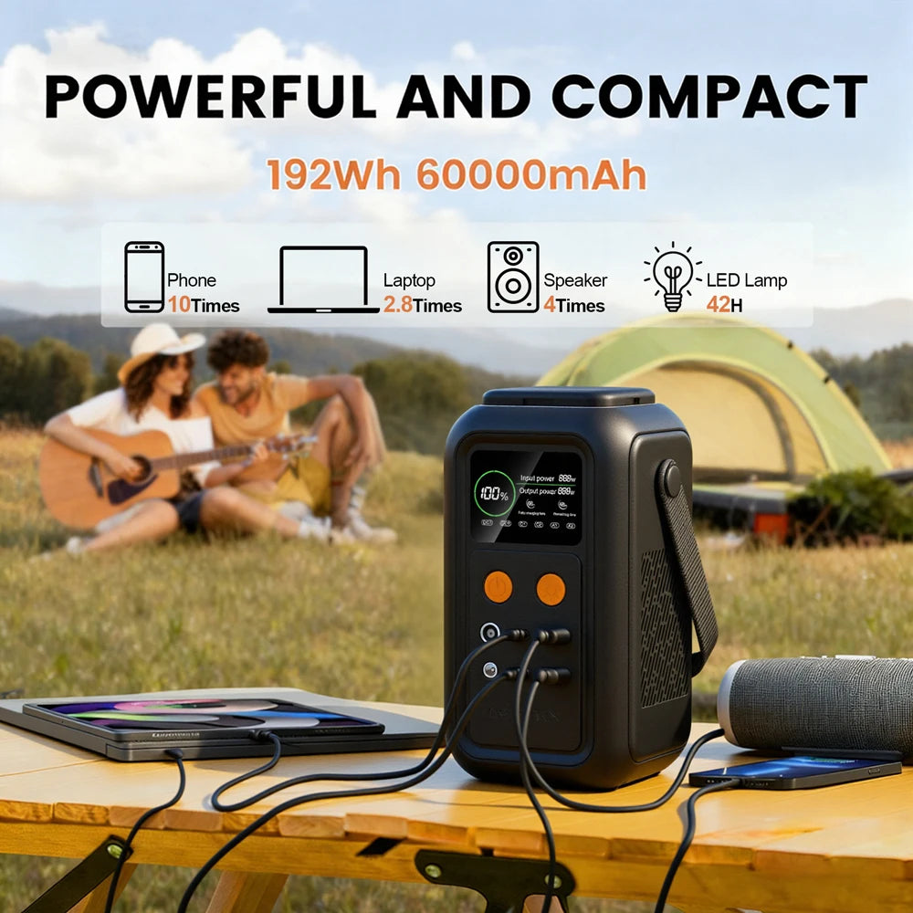 CTOLITY 200W Power Station 192Wh Lifepo4 Portable Power Bank 60000mAh